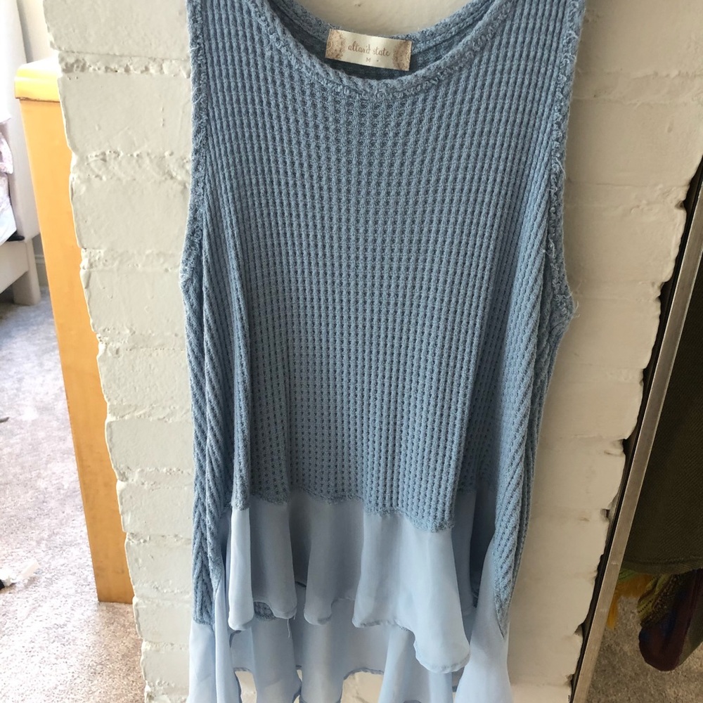 Light blue ruffle tank